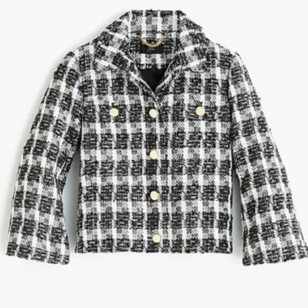 J. Crew Women's Tweed Jacket Black and White Size 6 NWOT